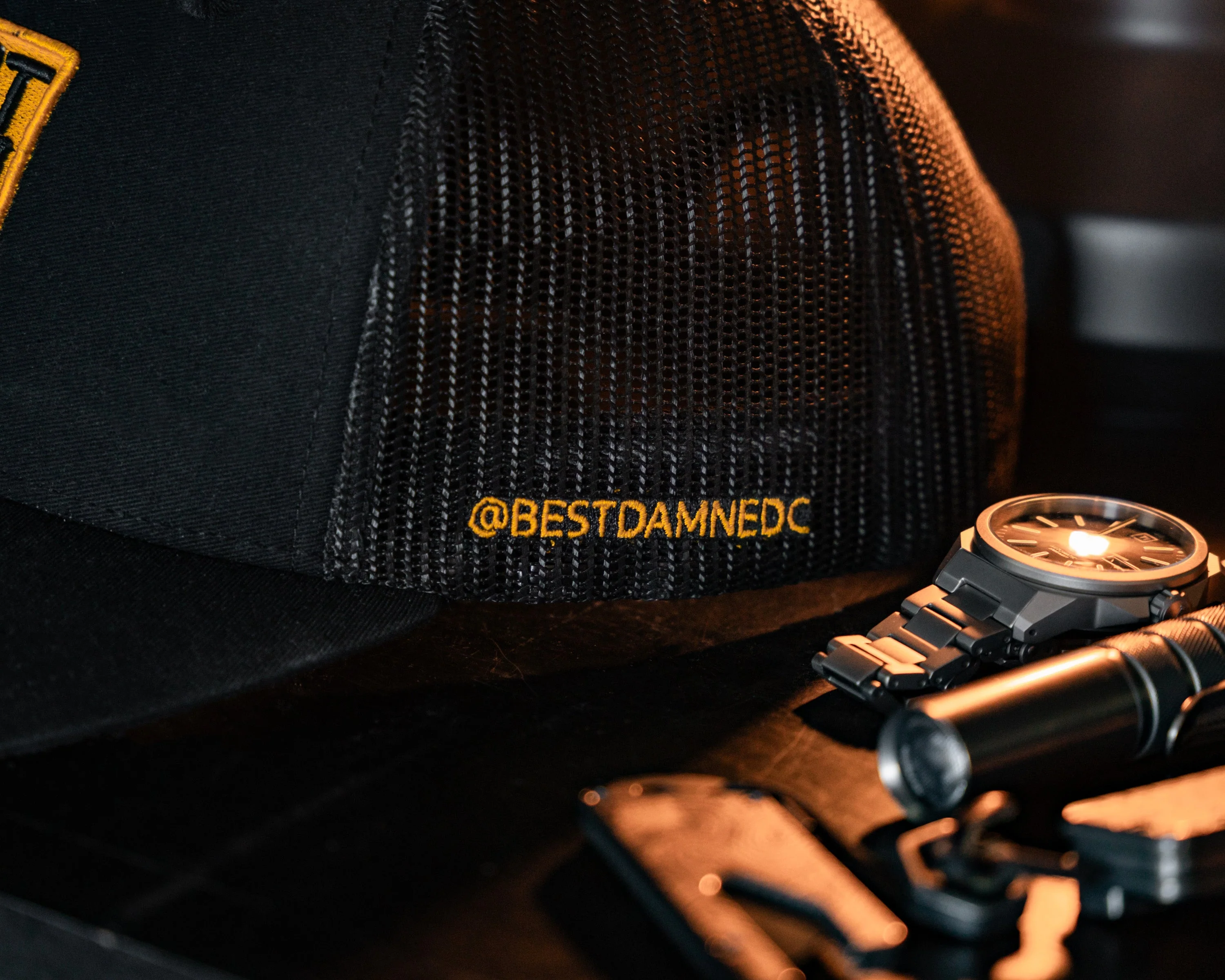 BDEDC Gold Logo Trucker Hat - Image 6