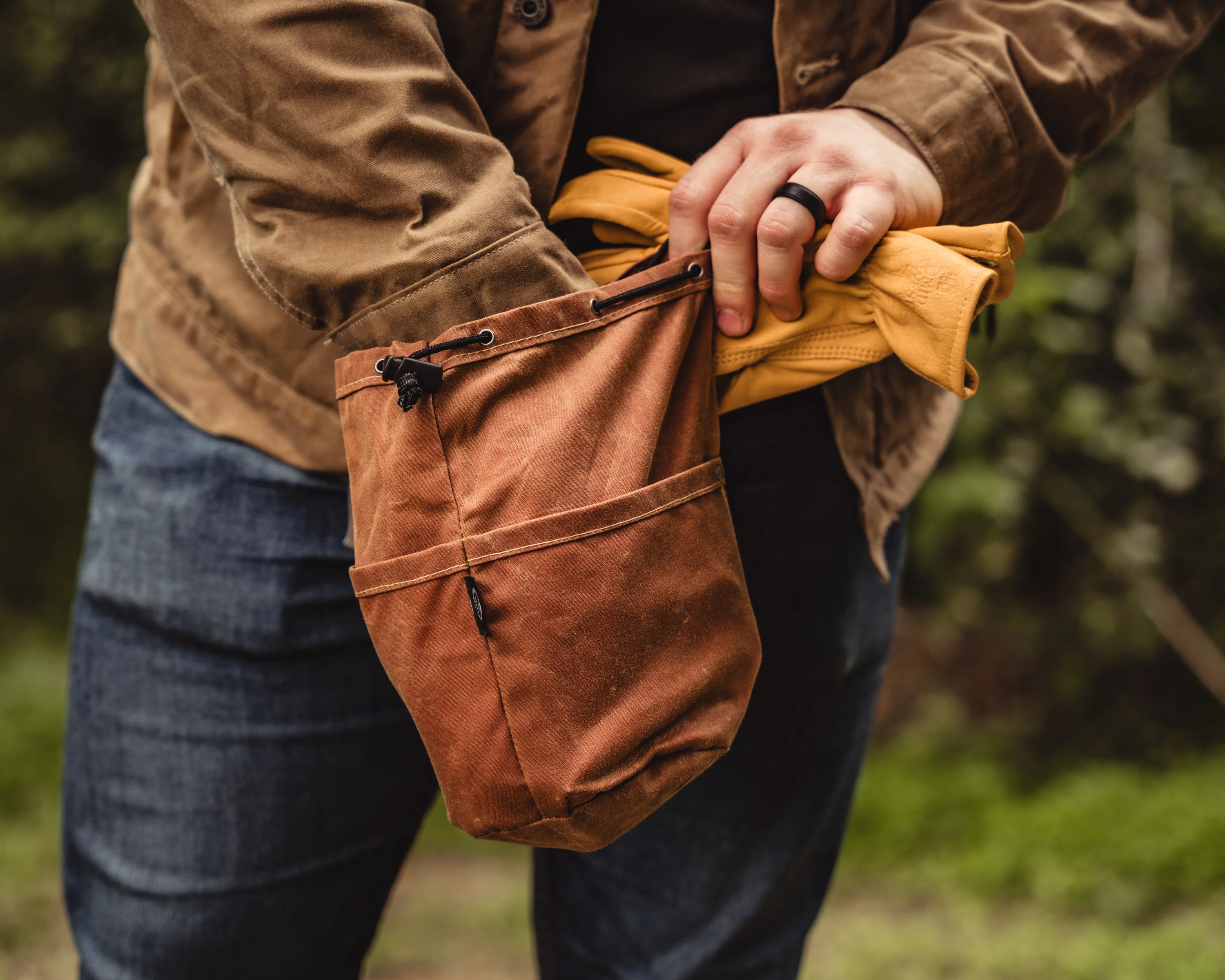 PNW Bushcraft Cedar Bucket Bag – Waxed Canvas Cinch Bag - Image 11