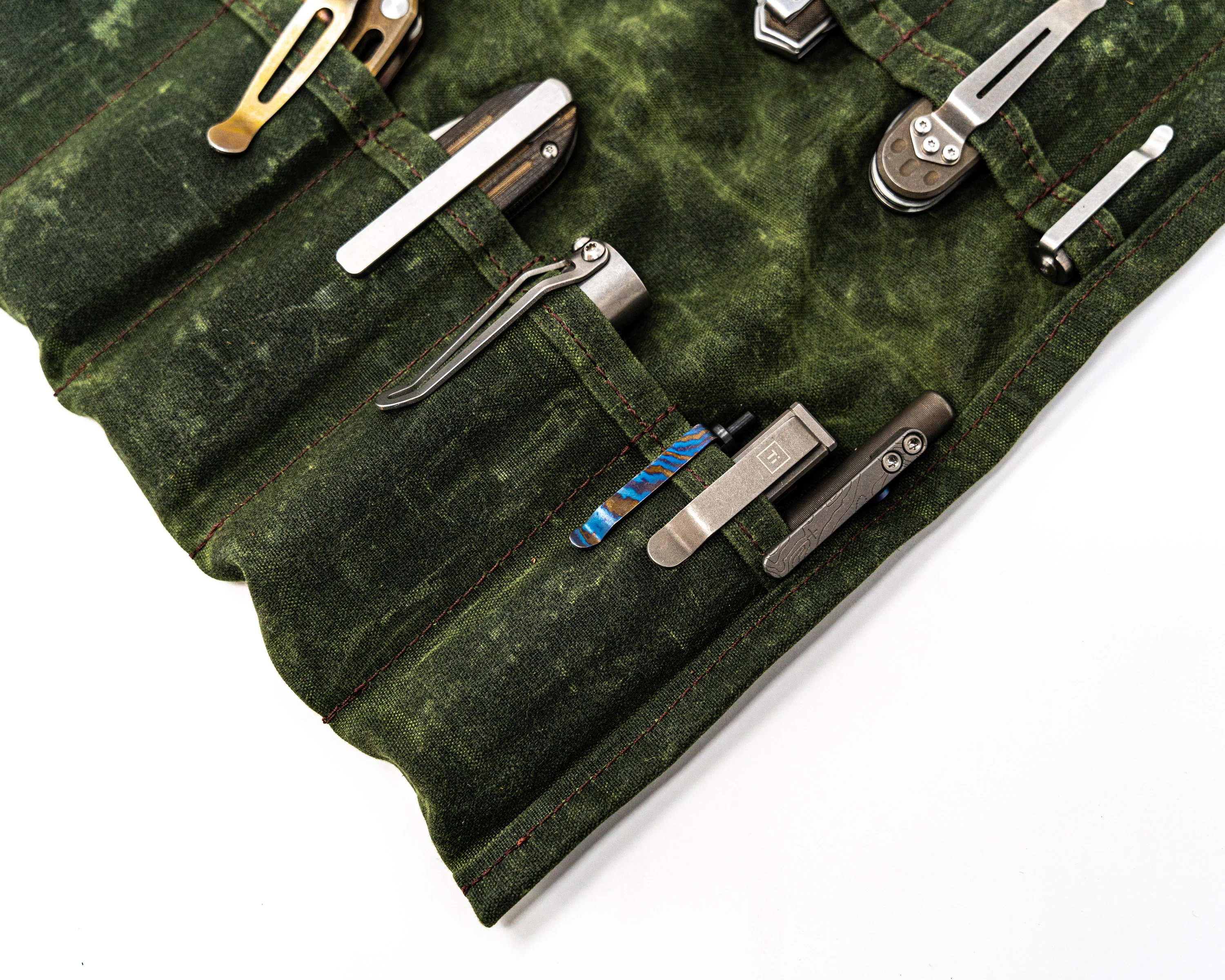 PNW Bushcraft Maple Knife Roll – 15-Pocket Waxed Canvas Tool Roll - Image 6