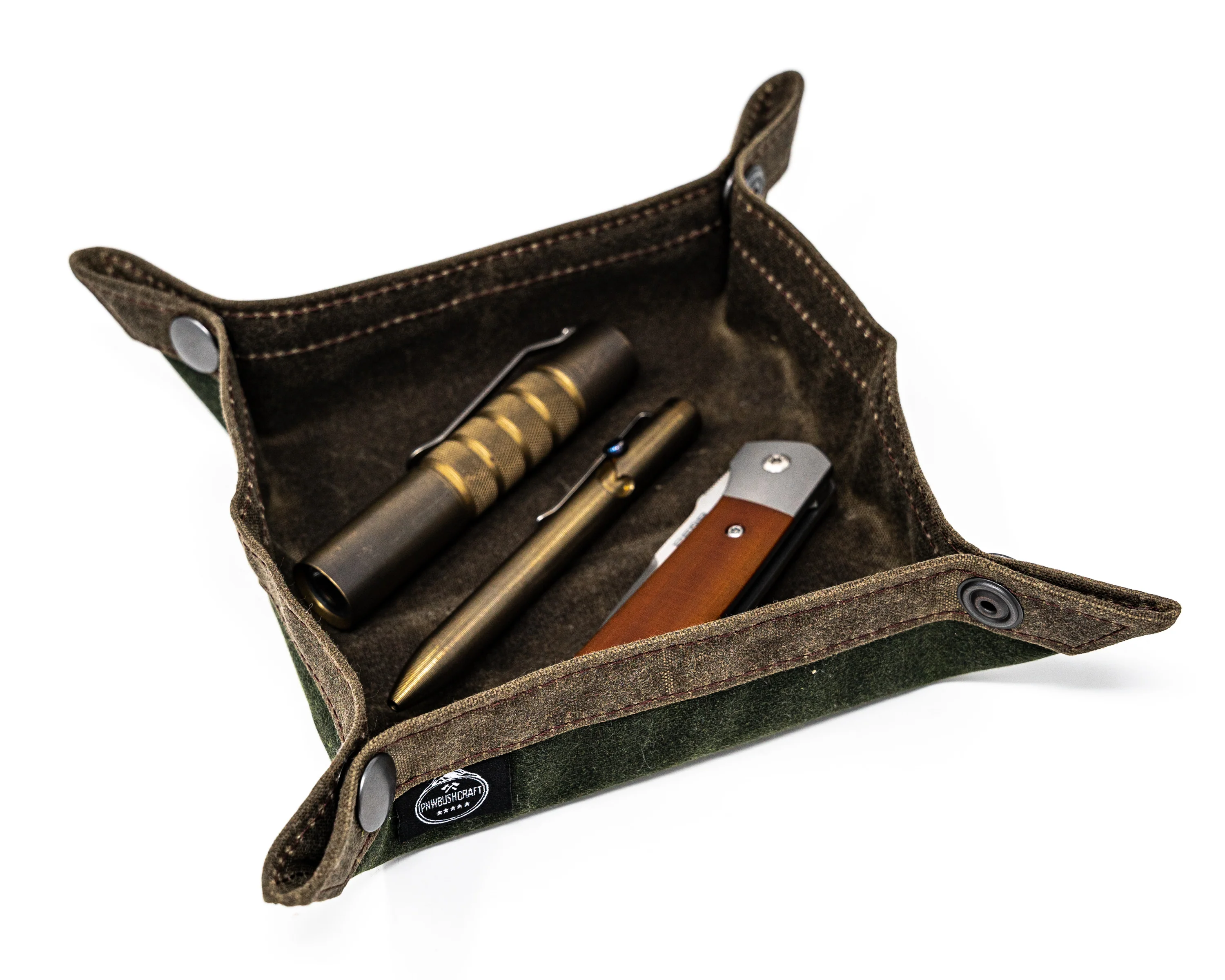 PNW Bushcraft Waxed Canvas Travel Tray – Foldable EDC Dump Tray - Image 3